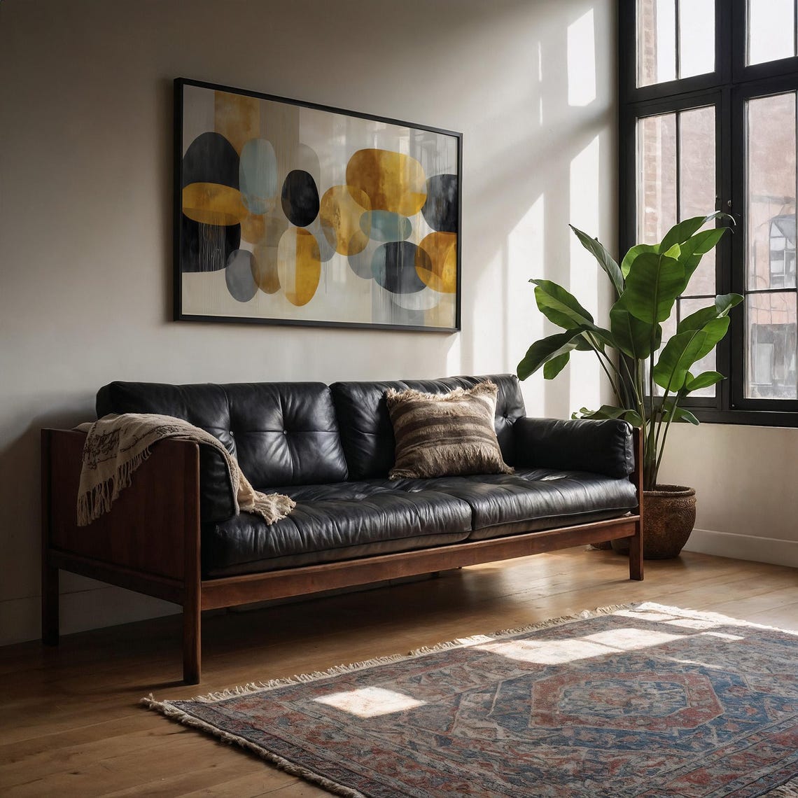 Golden Ovals Abstract Modern Geometric Balance Art Wall Poster