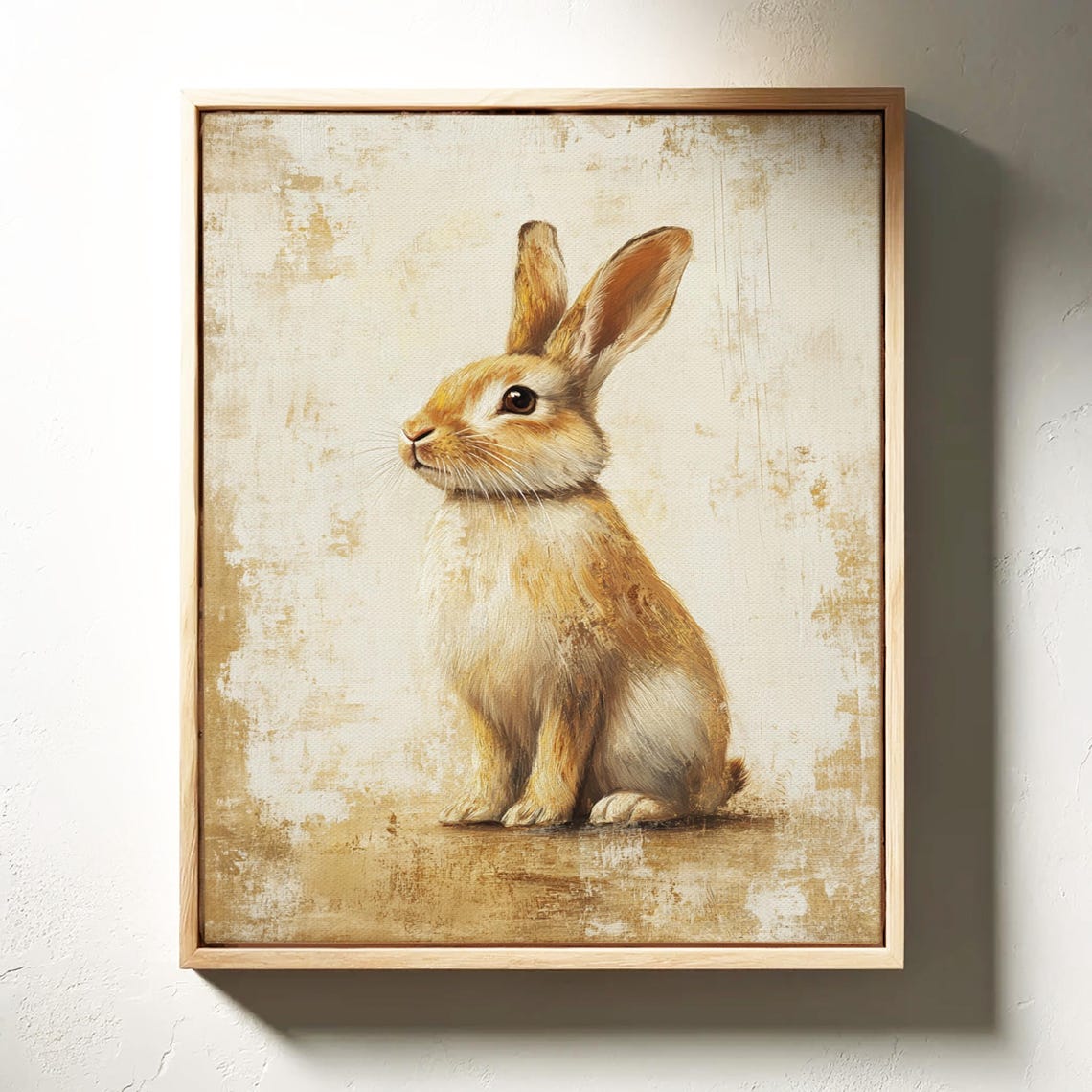 Realistic Brown Rabbit Portrait on Distressed Cream Canvas Poster - Image 6