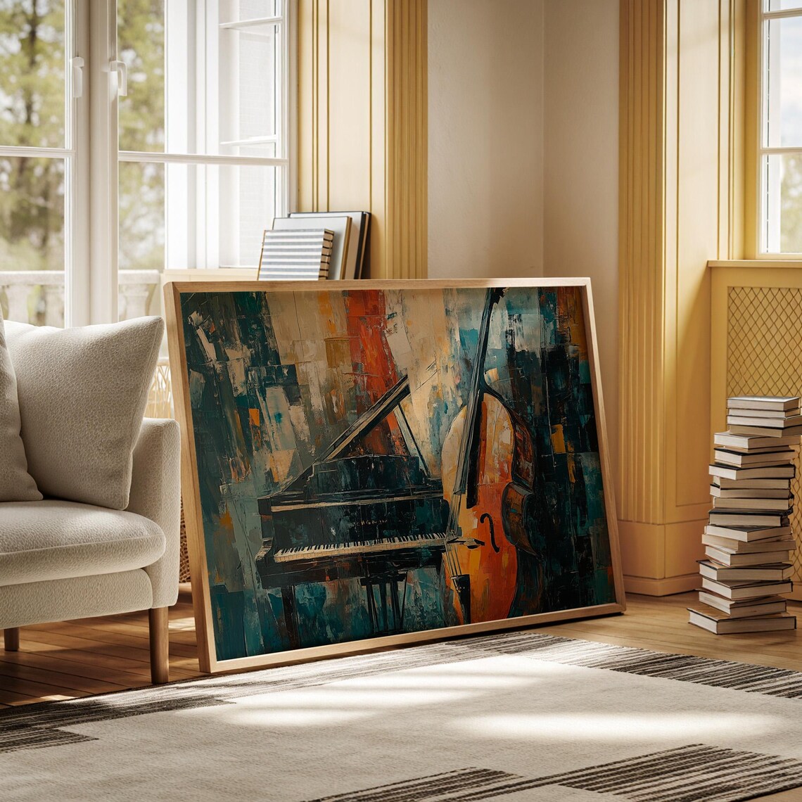 Abstract Piano and Cello Art, Modern Music Room Print - Image 6