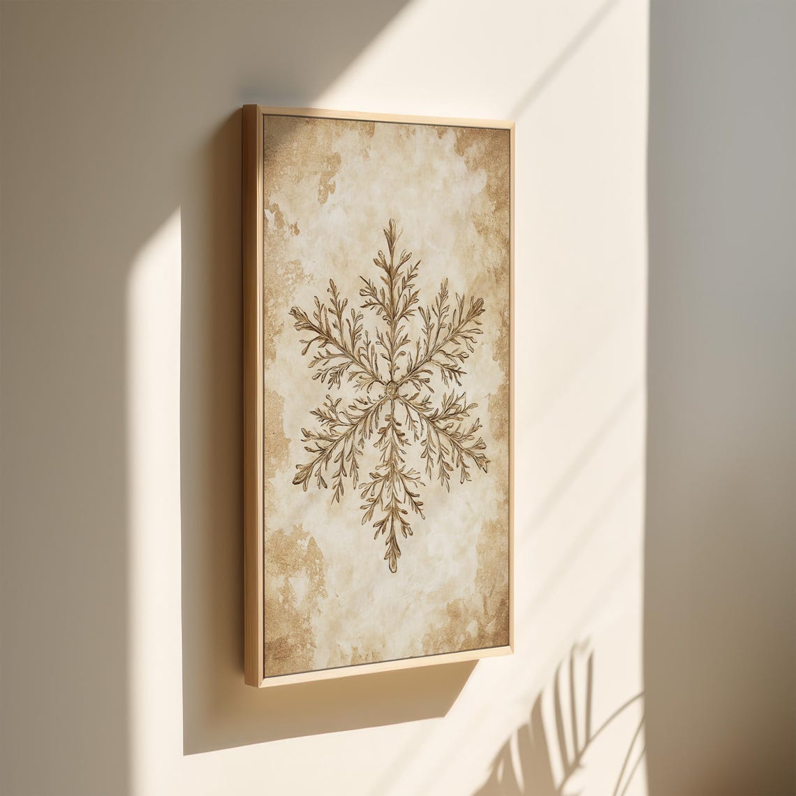Antique Botanical Snowflake Illustration Sepia Winter Art Poster - Image 4
