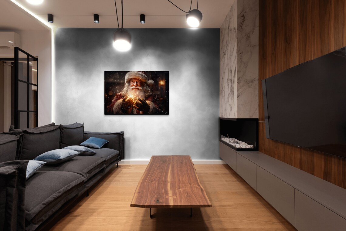 Santa With Magic In His Hands Christmas Art Print - Image 5