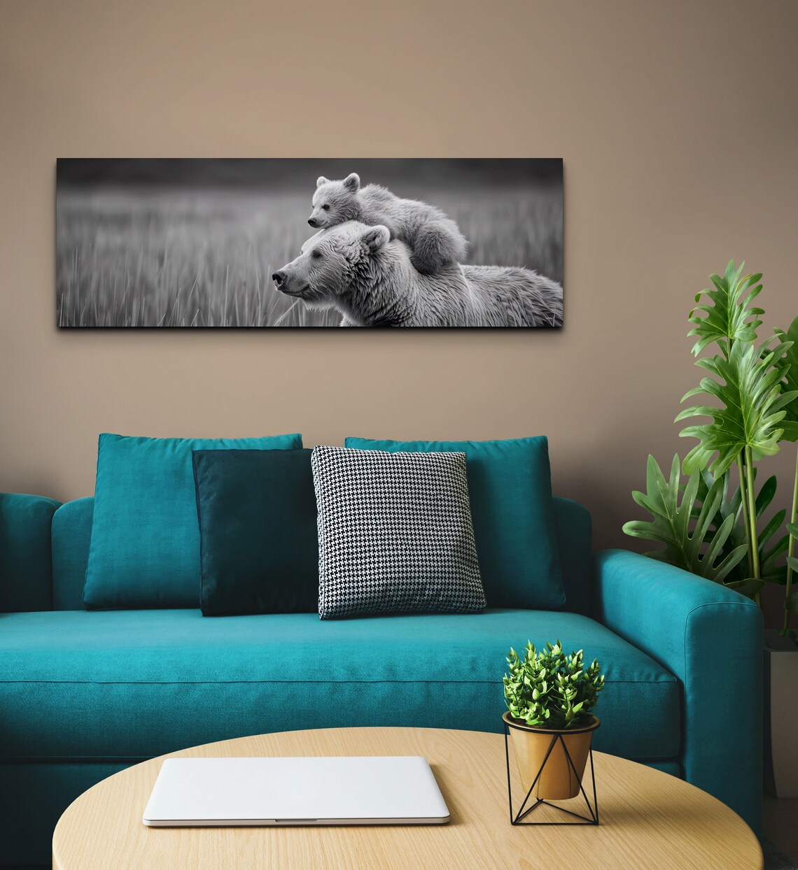 Mamma Bear Cub, Black And White Animal Art - Image 4