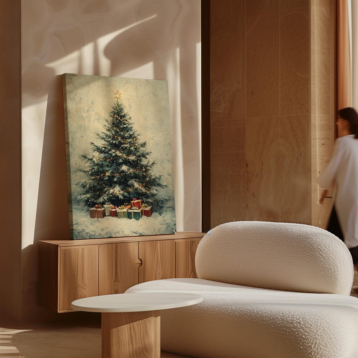 Vintage Snowy Christmas Tree Wrapped Gifts Festive Holiday Poster - Image 5