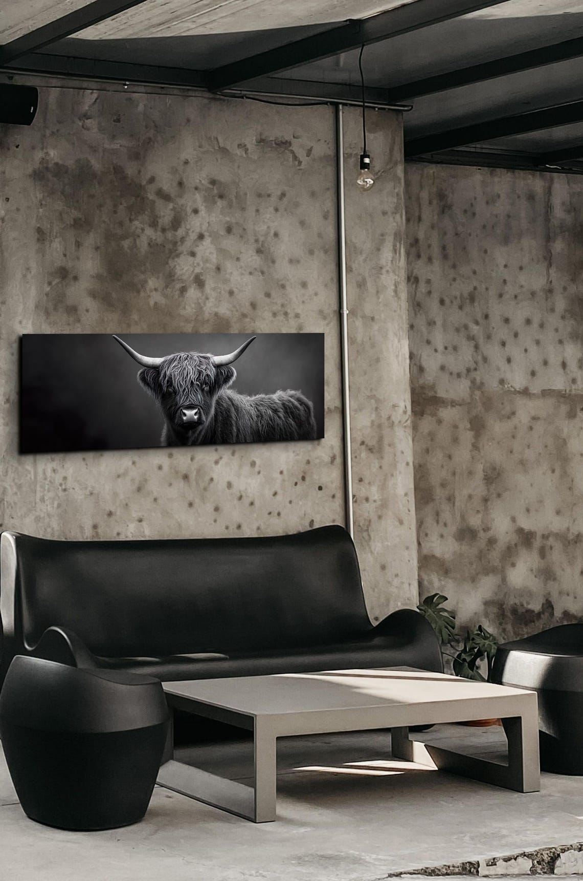Highland Cow Close Up Black and White Rustic Farmhouse Poster - Image 7