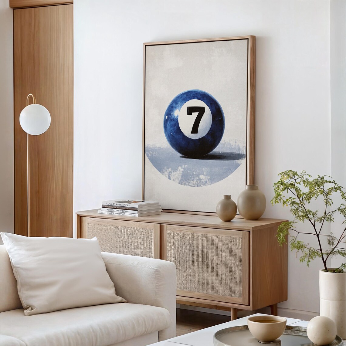 Blue Number Seven Pool Ball Minimalist Vintage Sports Game Room Poster - Image 6
