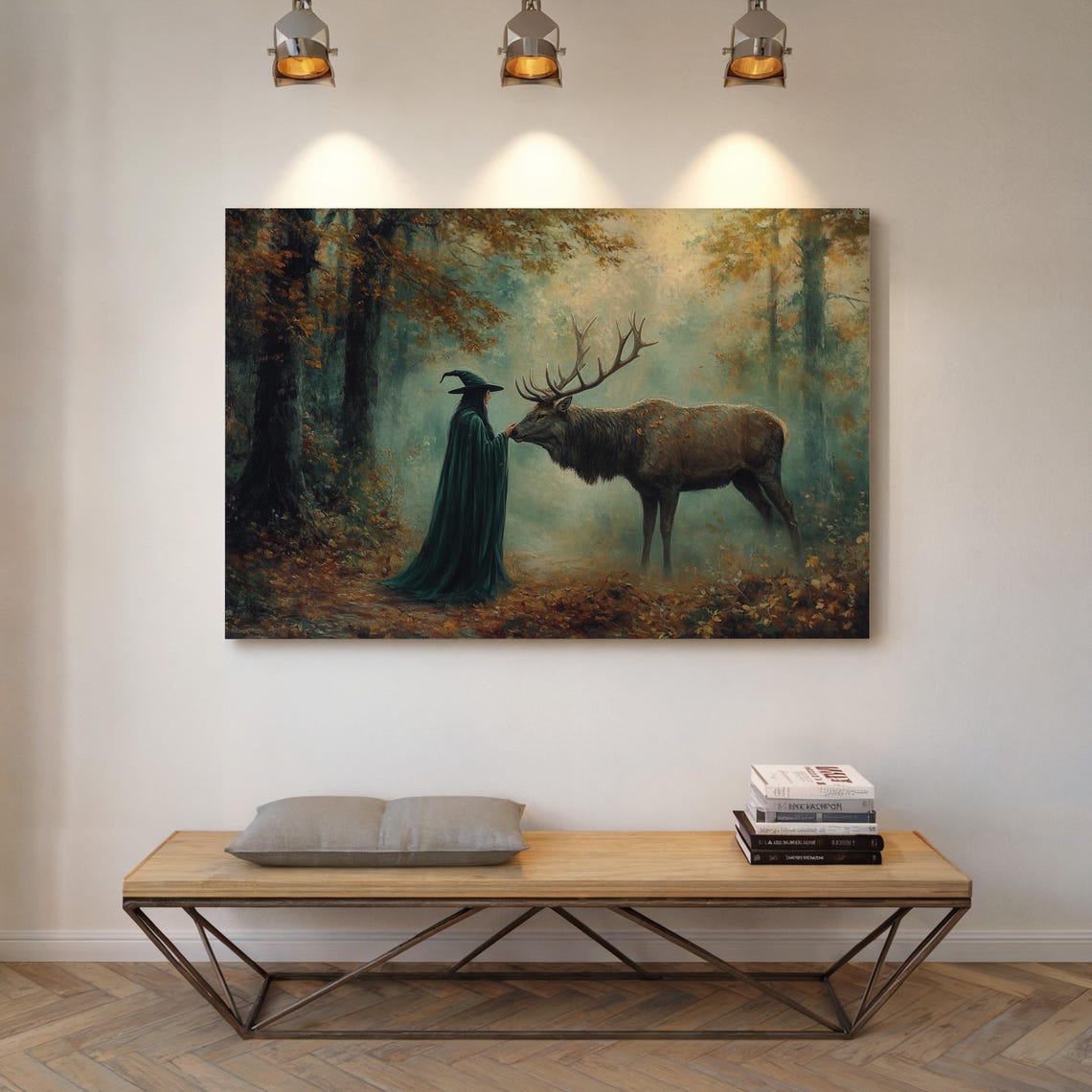 Witch Stag Foggy Autumn Forest Wiccan Woodland Mystical Fantasy Poster - Image 4