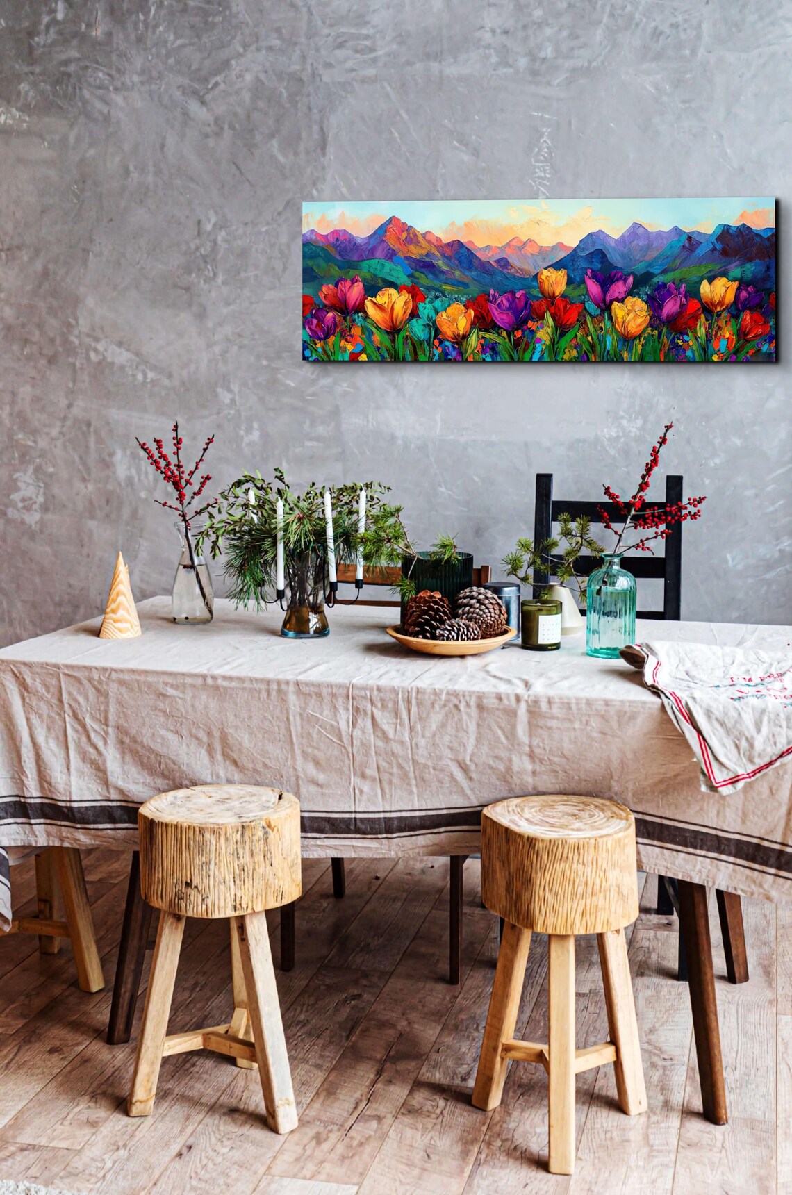 Botanical Mountain Landscape, Tranquil Landscape Art - Image 7