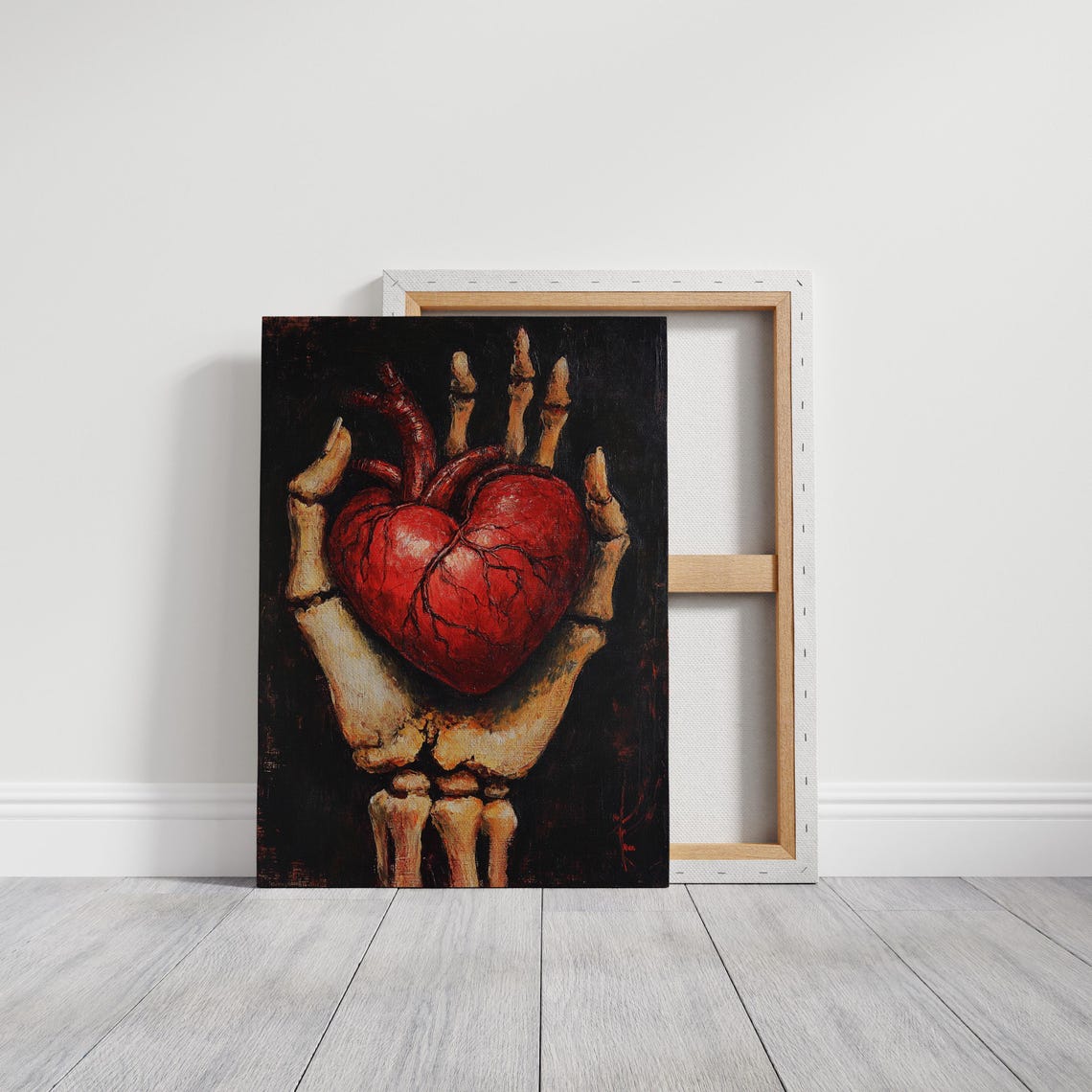 Skeleton Hand Red Anatomical Heart Dark Gothic Oil Painting Art Poster - Image 6