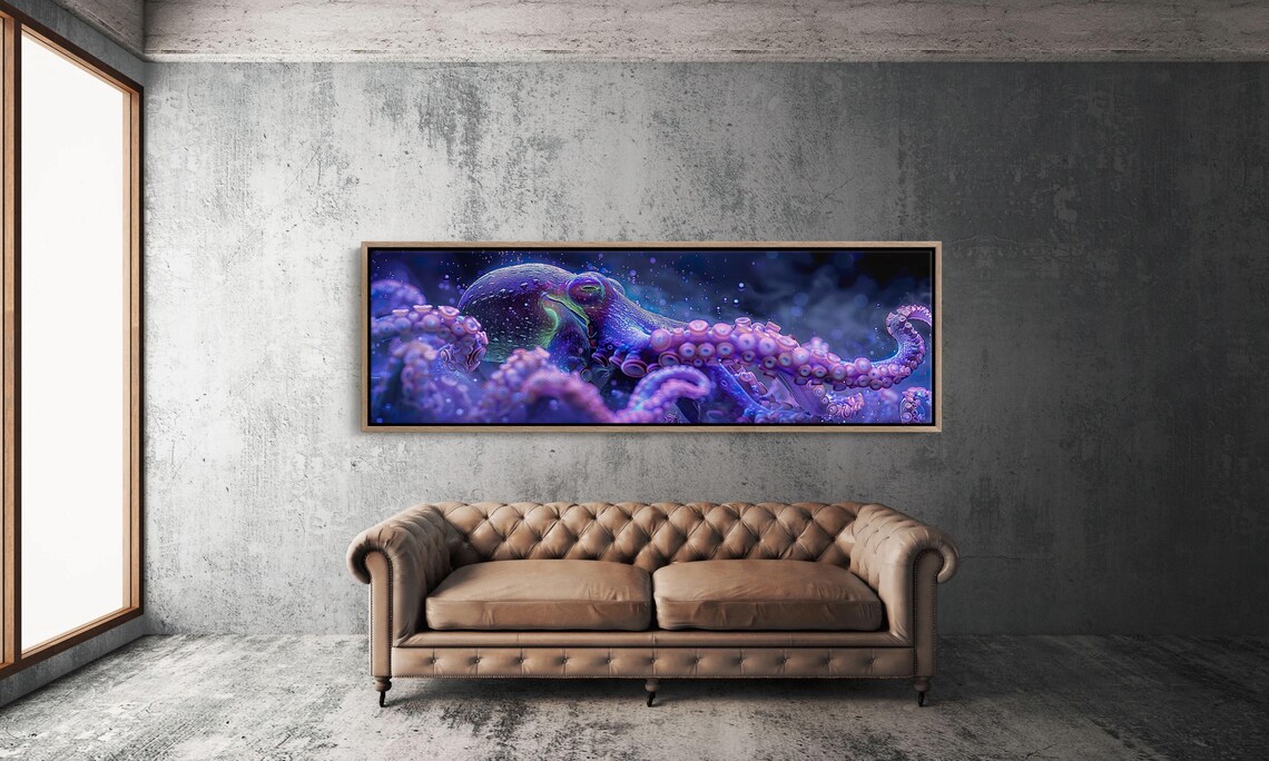 Octopus Wall Art Print, Contemporary Ocean Decor - Image 3