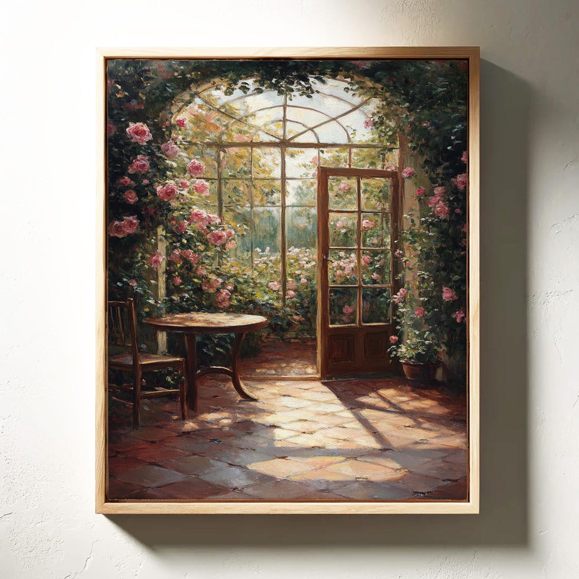 Romantic Rose Garden Patio Sunlit Conservatory Floral Poster - Image 3