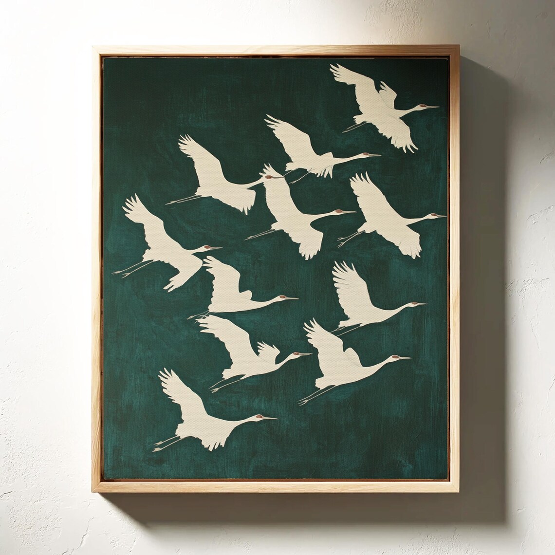 Elegant White Cranes In Flight, Modern Wall Art - Image 3