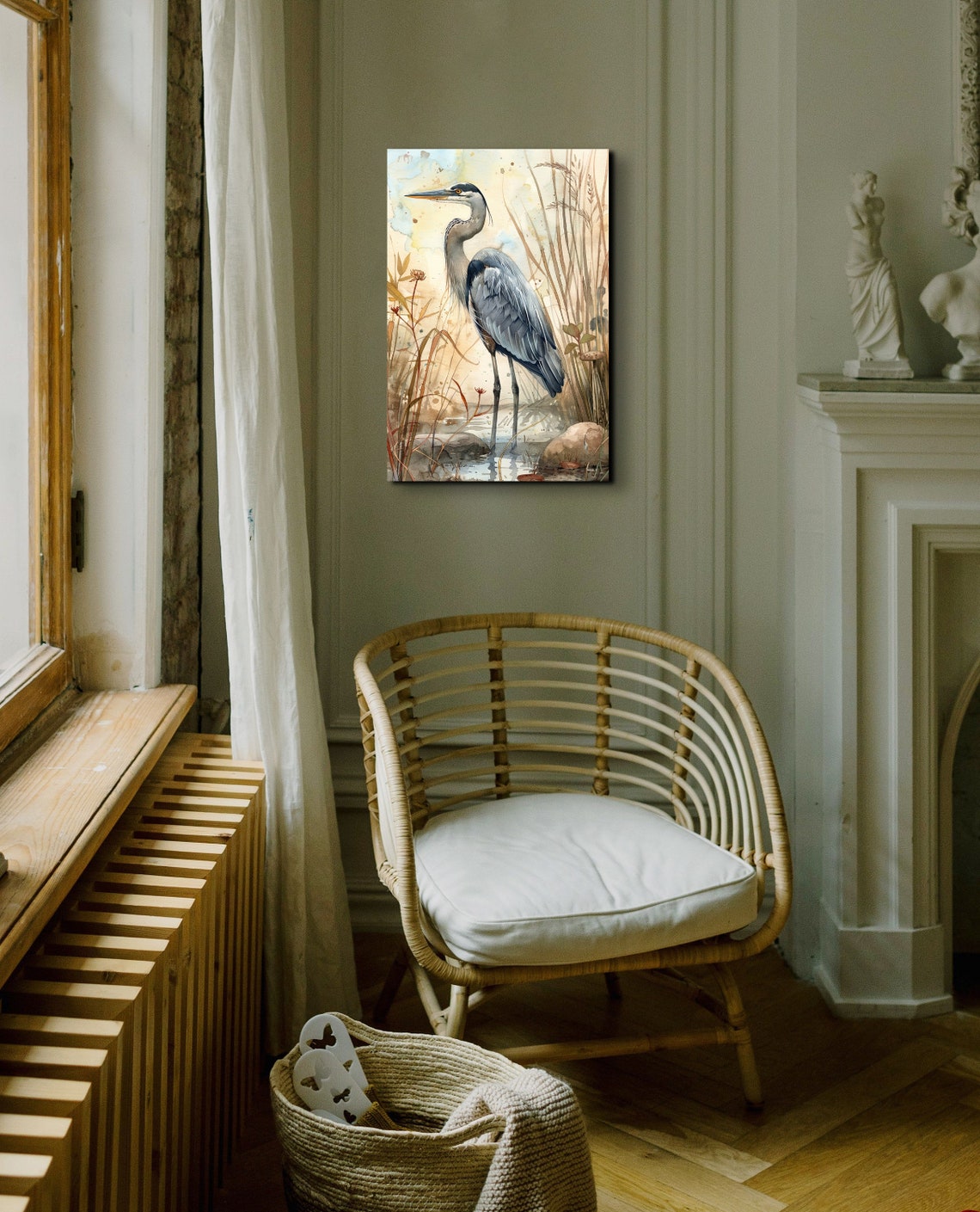 Great Blue Heron Golden Wetland Watercolor Bird Nature Poster - Image 5