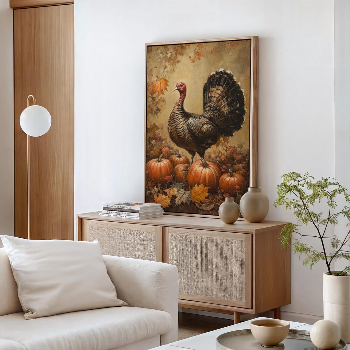 Thanksgiving Turkey With Pumpkins Golden Fall Painting Poster - Image 5