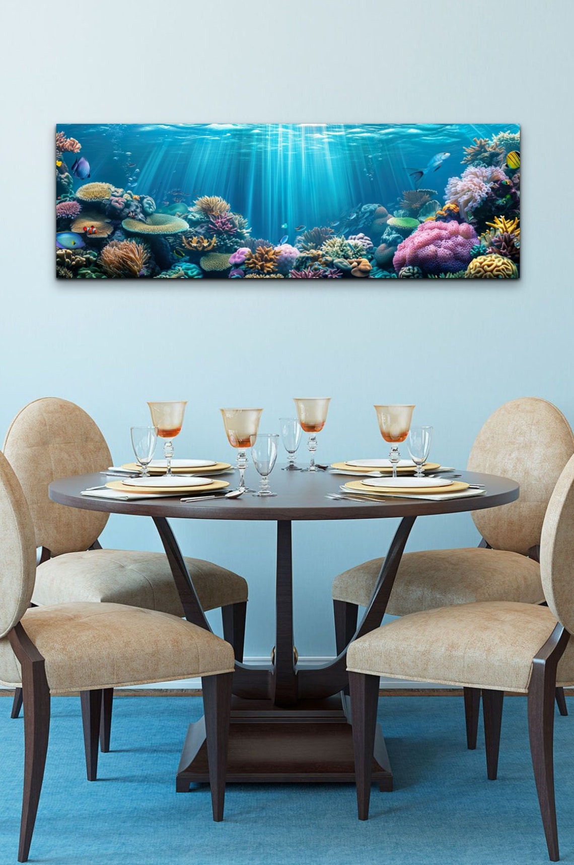Underwater Coral Reef with Sunbeams and Tropical Fish Poster - Image 6