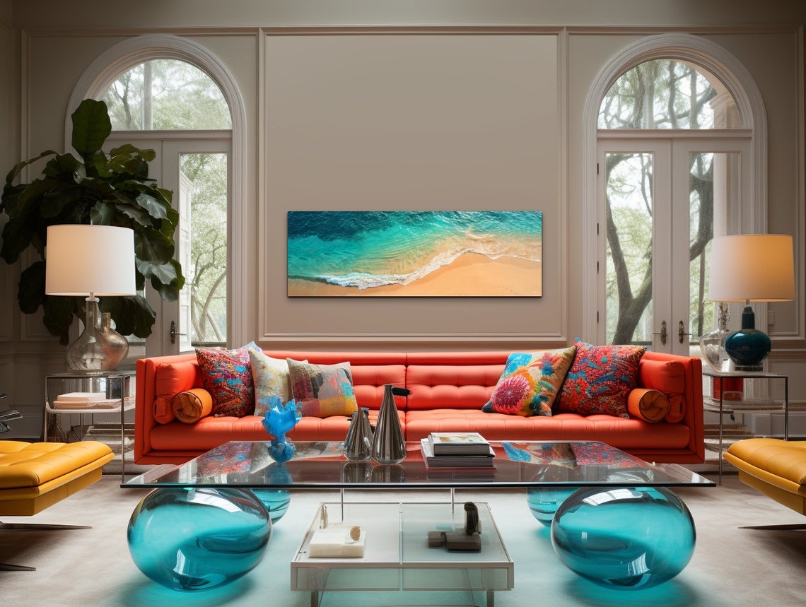 Aerial View Turquoise Ocean Wave On Sandy Beach Coastal Poster - Image 7