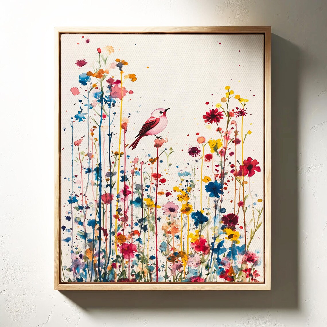 Whimsical Watercolor Bird With Wildflowers Art Print - Image 3