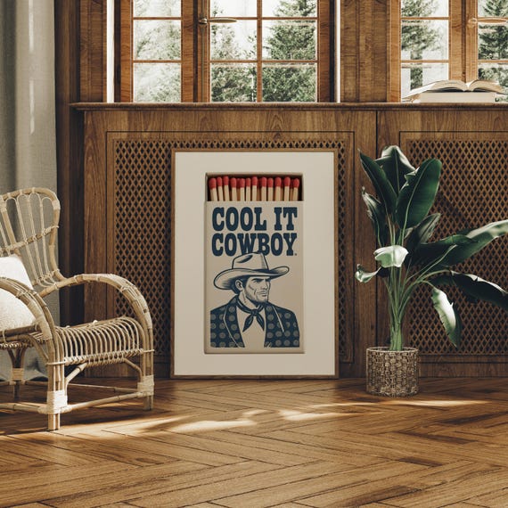 Cool It Cowboy Retro Matchbox Art