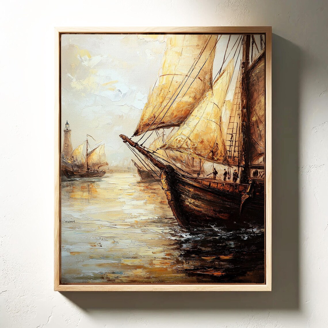 Vintage Sailboat Painting, Nautical Seascape Art Print - Image 3