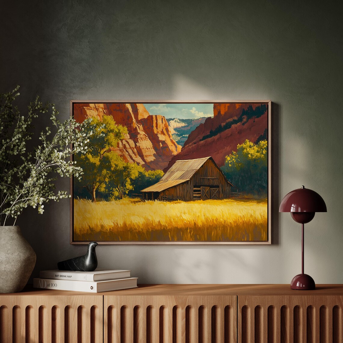 Rustic Barn in Golden Fields, Vintage Landscape Art - Image 4