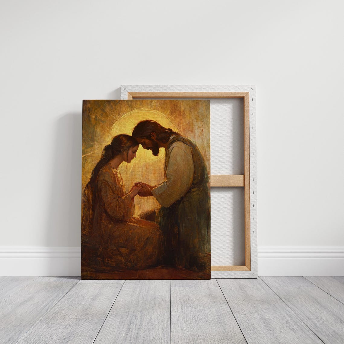 Jesus and a Woman in Tender Prayer With Foreheads Touching Poster - Image 6