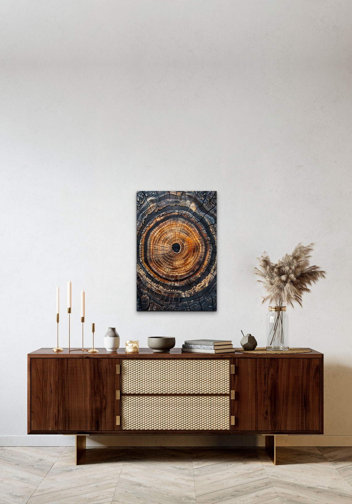 Ancient Tree Ring Cross Section Warm Amber Wood Grain Poster - Image 4