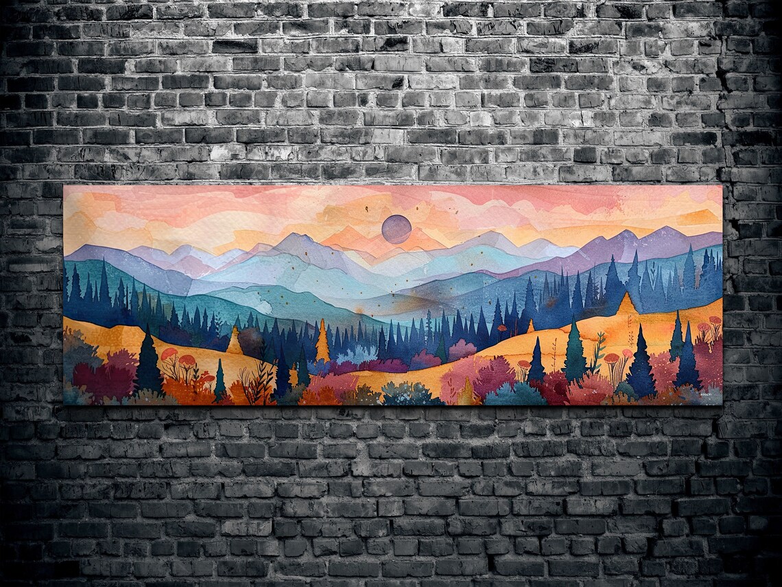 Panoramic Ouachita Mountain Mid Century Modern Mountain Wall Art - Image 2