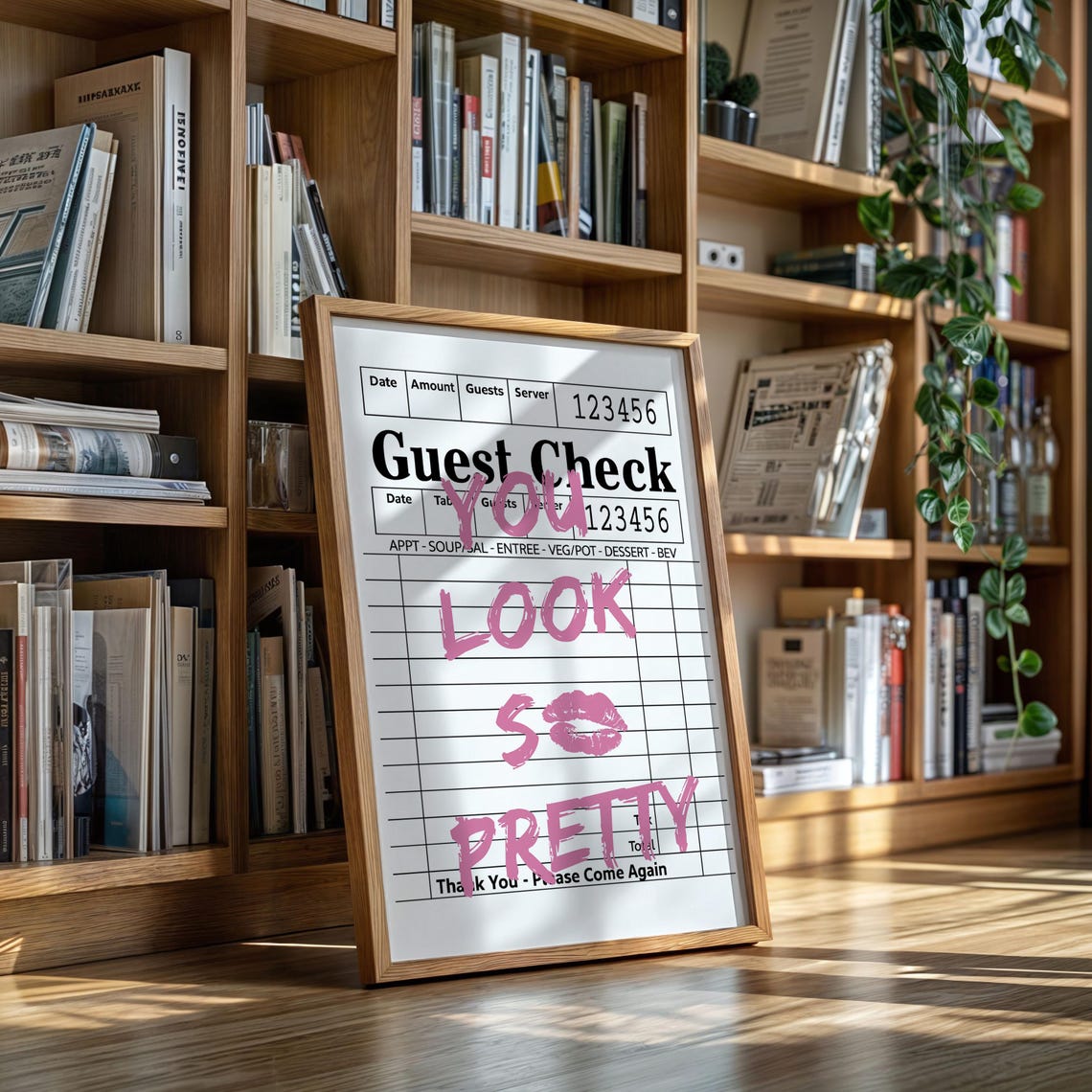 Guest Check You Look So Pretty Pink Kiss Retro Pop Art Print
