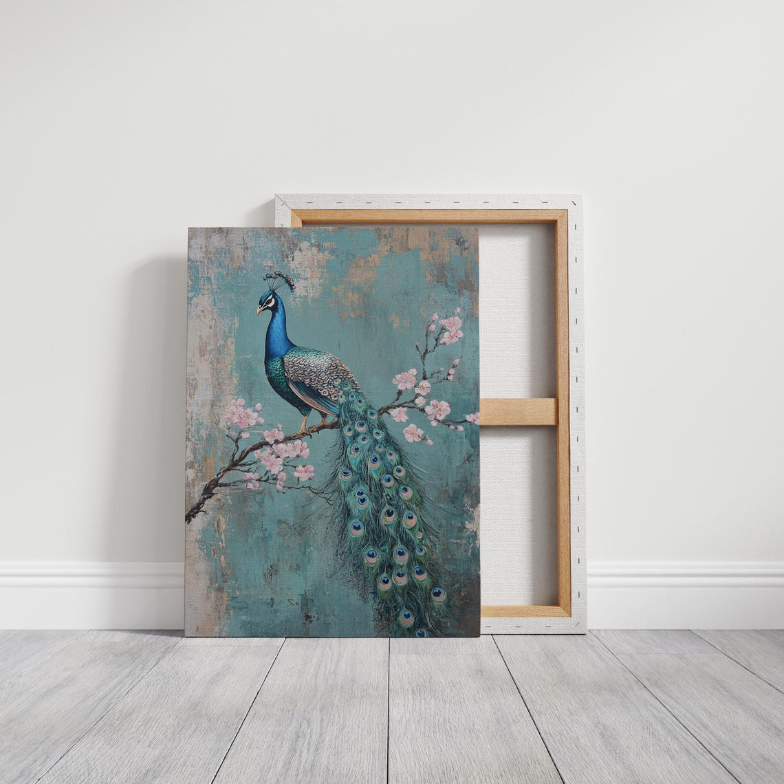 Majestic Peacock Cherry Blossom Branch Vibrant Exotic Bird Poster - Image 6