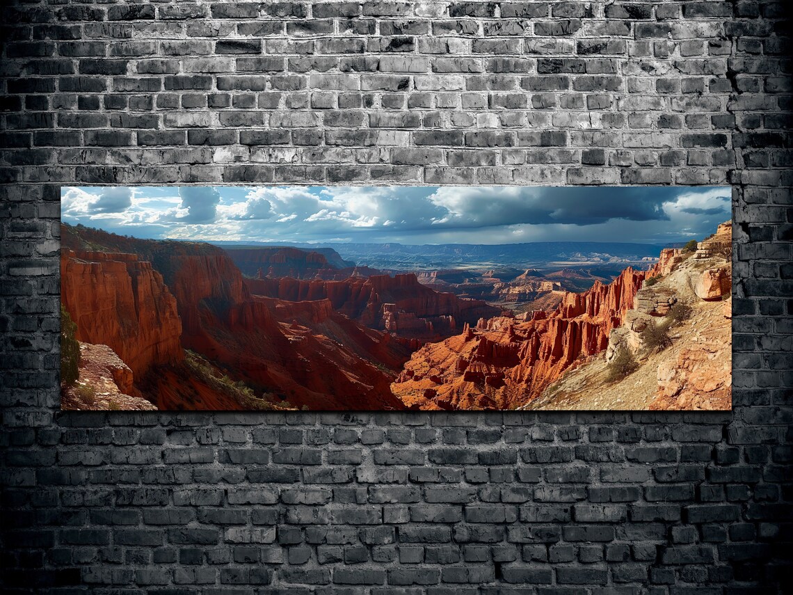 Cloudy Sky Cedar Breaks Utah Wall Art Western Canyonnature Landscape Oversize Wall Art Living Room Art Panoramic - Image 2