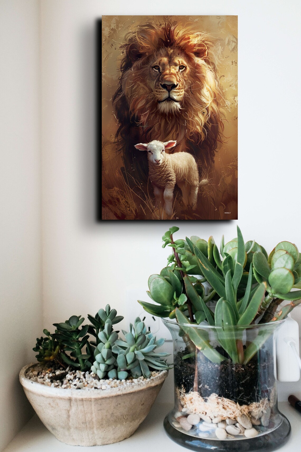 Lion and Lamb Religious Art Print, Christian Decor - Image 3