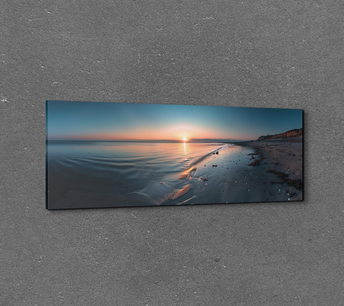 Sunrise Over Calm Ocean Shoreline Wet Sand Reflections Wall Art - Image 7