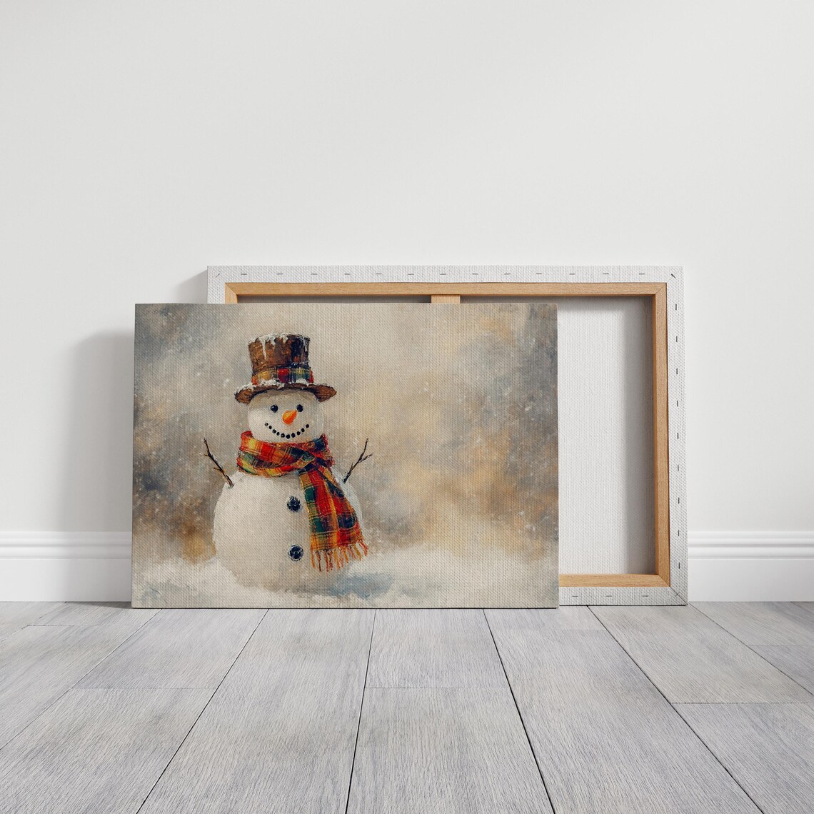 Snowman Rustic Winter Scene, Christmas Home Decor - Image 3