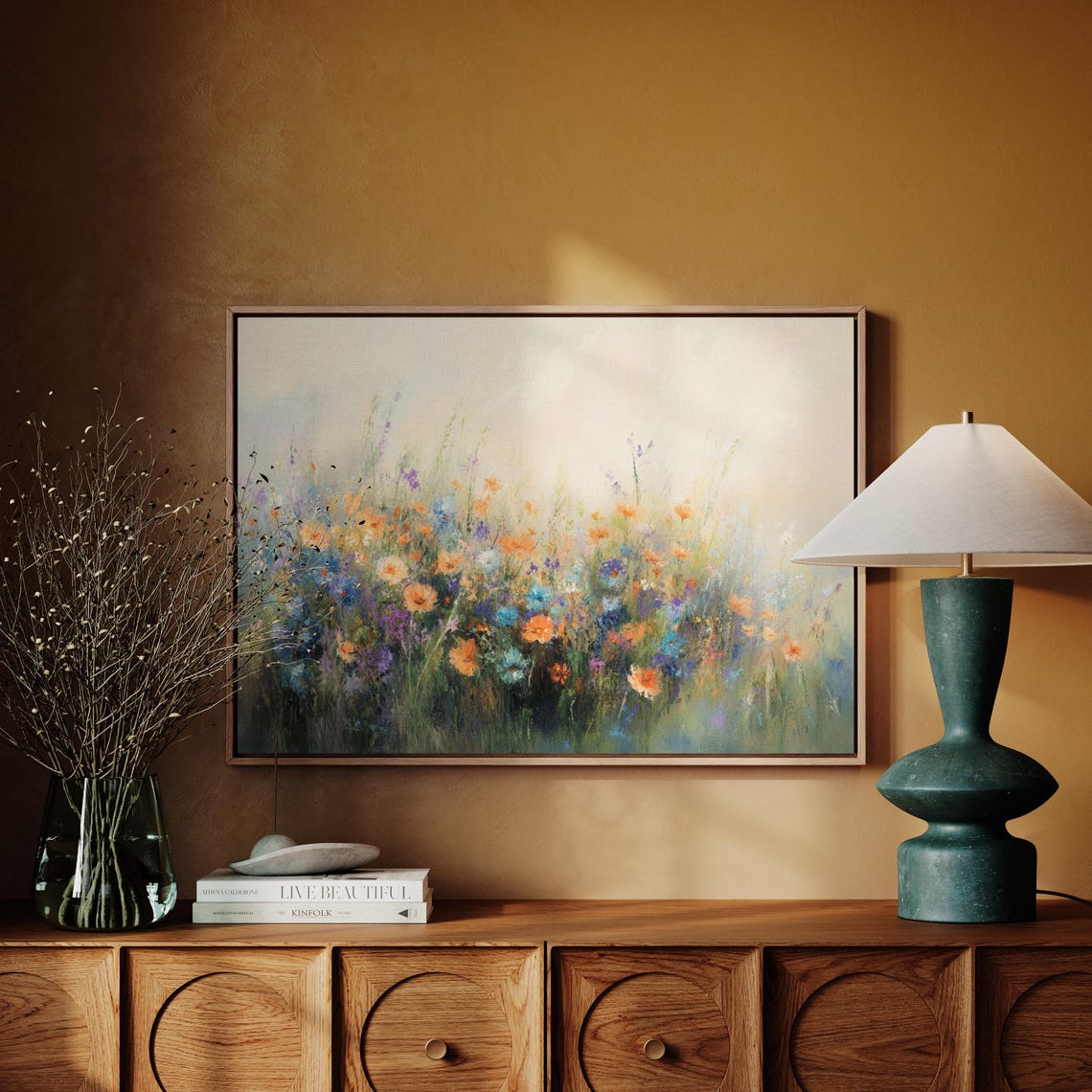 Soft Pastel Wildflower Meadow Orange Purple Blue Blooms Dreamy Poster - Image 3