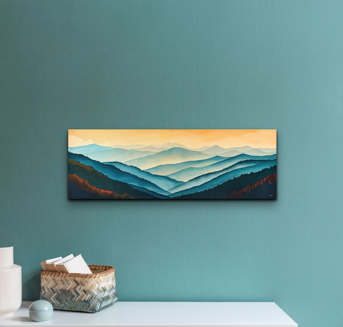 Smokey Mountain Mid-Century Modern Panoramic Art Print - Image 4