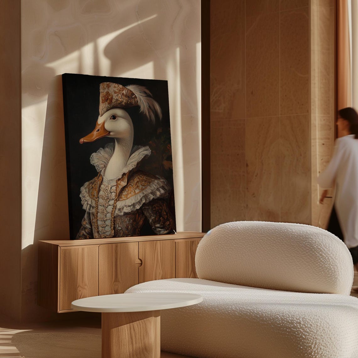 Elegant Duck Portrait In Ornate Vintage Attire Feather Hat Poster - Image 5