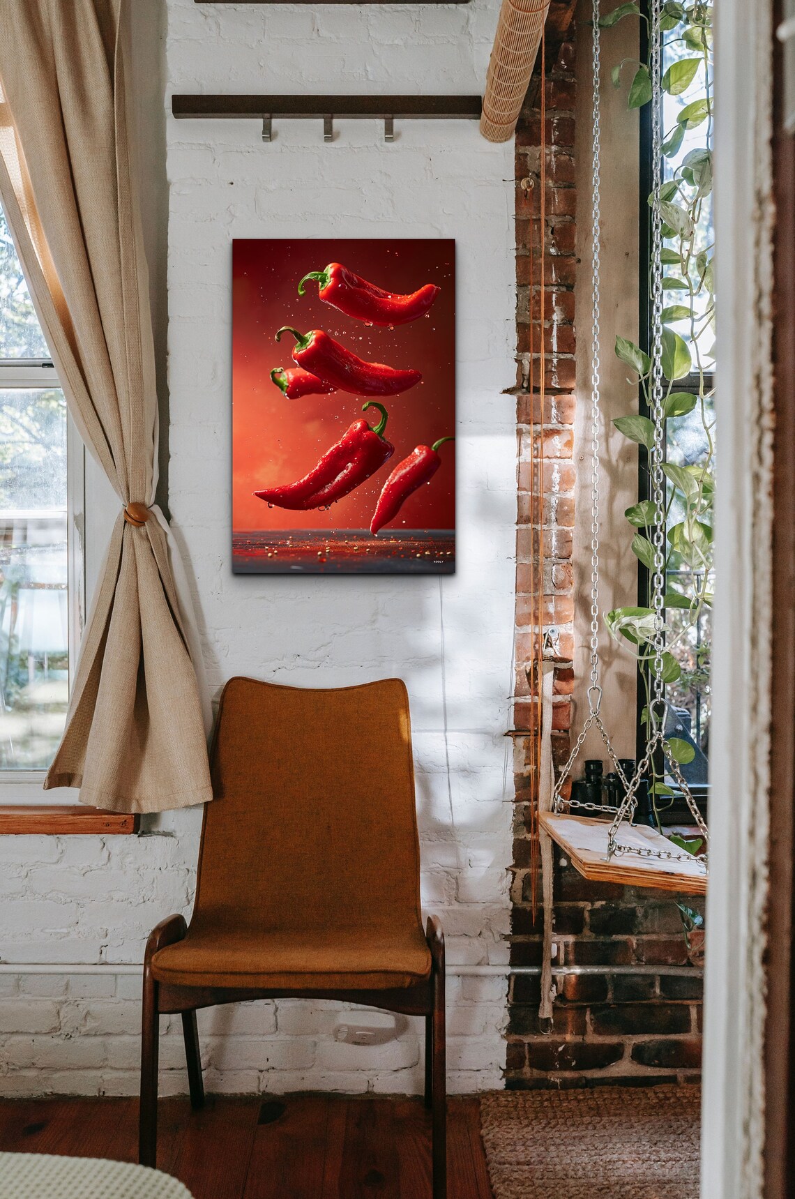 Red Chili Peppers, Kitchen Decor Art Print - Image 3