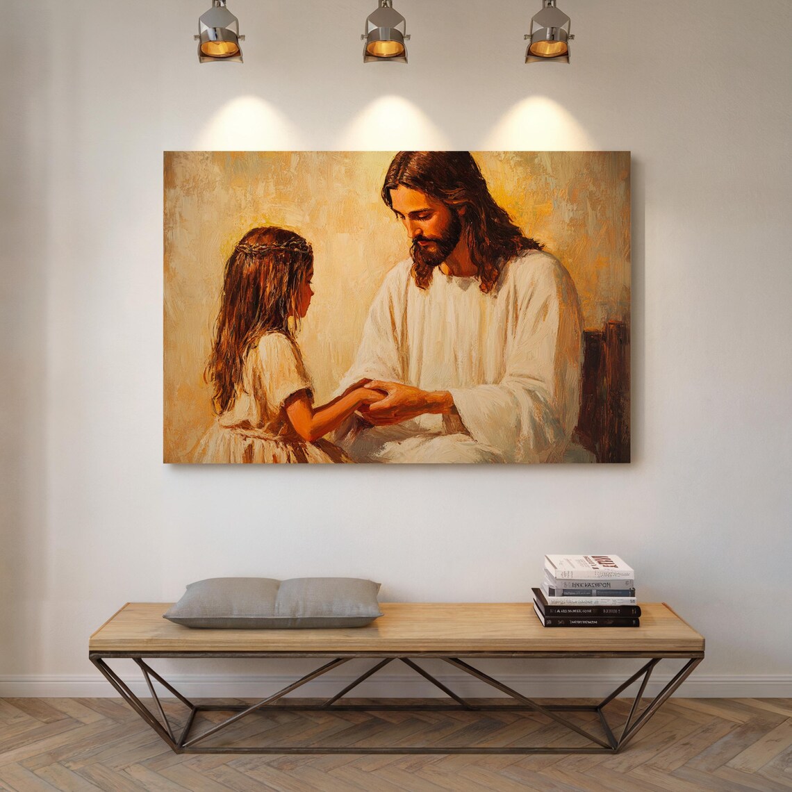 Jesus Holding Girls Hands, Inspirational Religious Art - Image 4