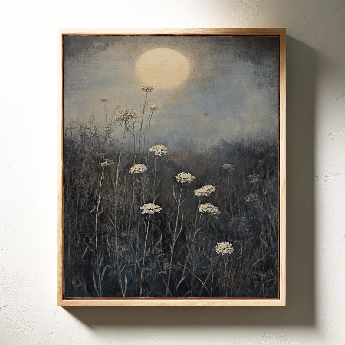 Moonlit Wildflowers Ethereal Night Meadow Full Moon Painting Poster - Image 4