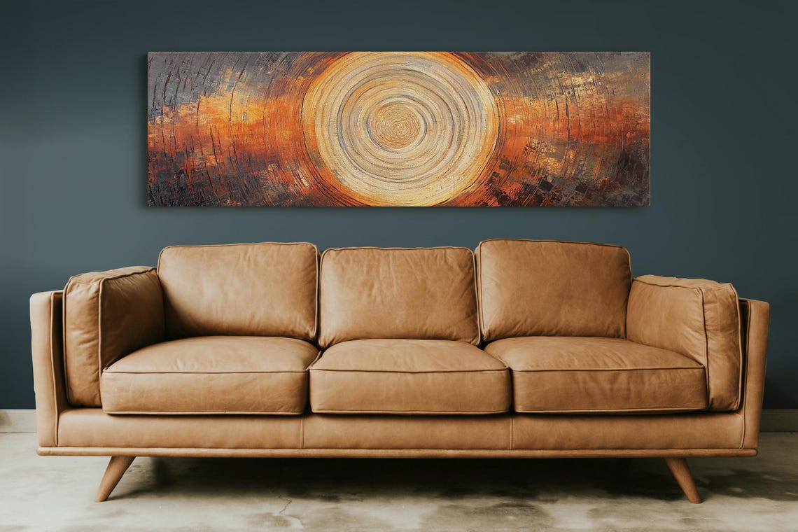 Warm Gold Panoramic Tree Ring Abstract Wood Grain Decor Poster - Image 6