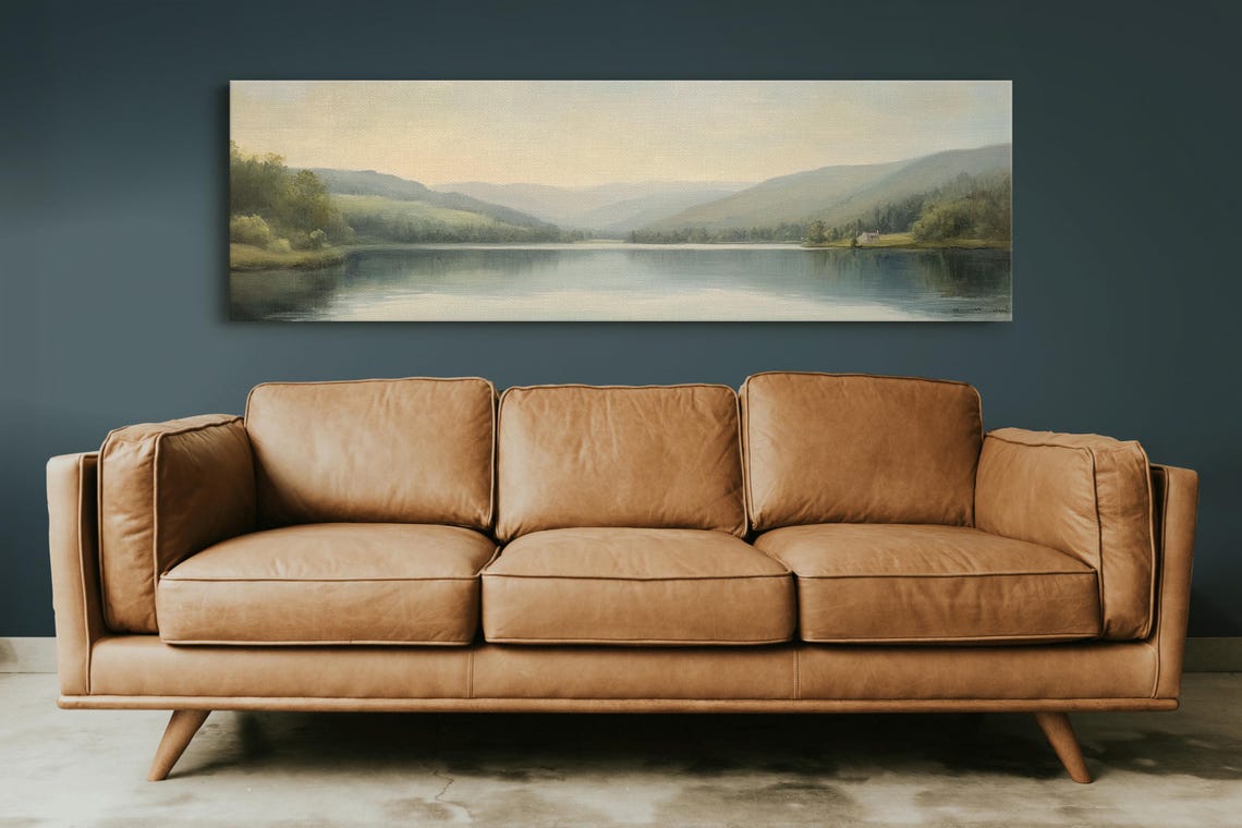 Tranquil Lake Art Vintage Landscape Oil Painting Serene Mountain View Wall Decor Peaceful Nature Scene Poster - Image 3