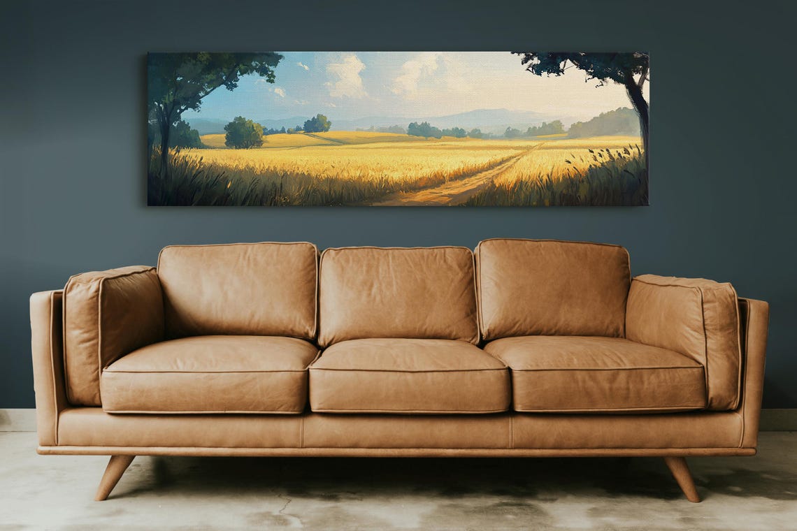 Golden Wheat Field Country Harvest Sunlit Countryside View Poster - Image 3