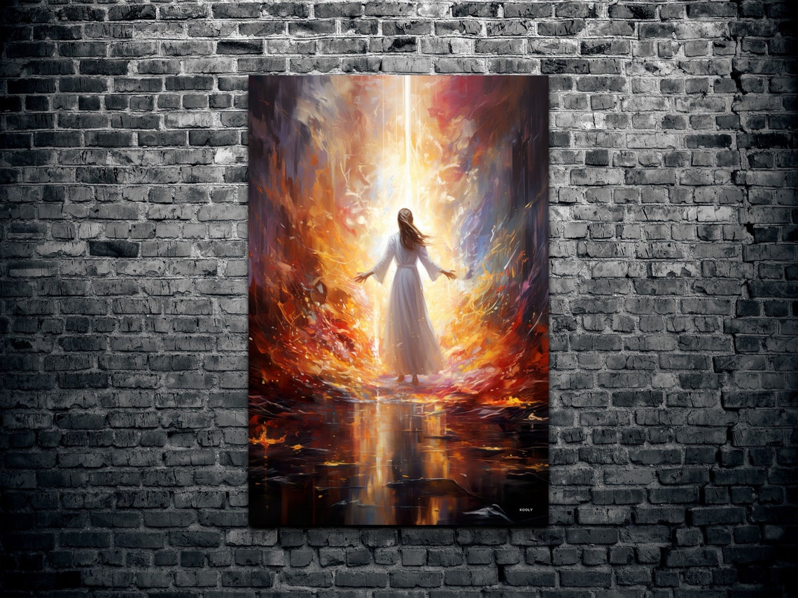 Woman Walking Into Light Spiritual Ascension Heavenly Art Poster - Image 3