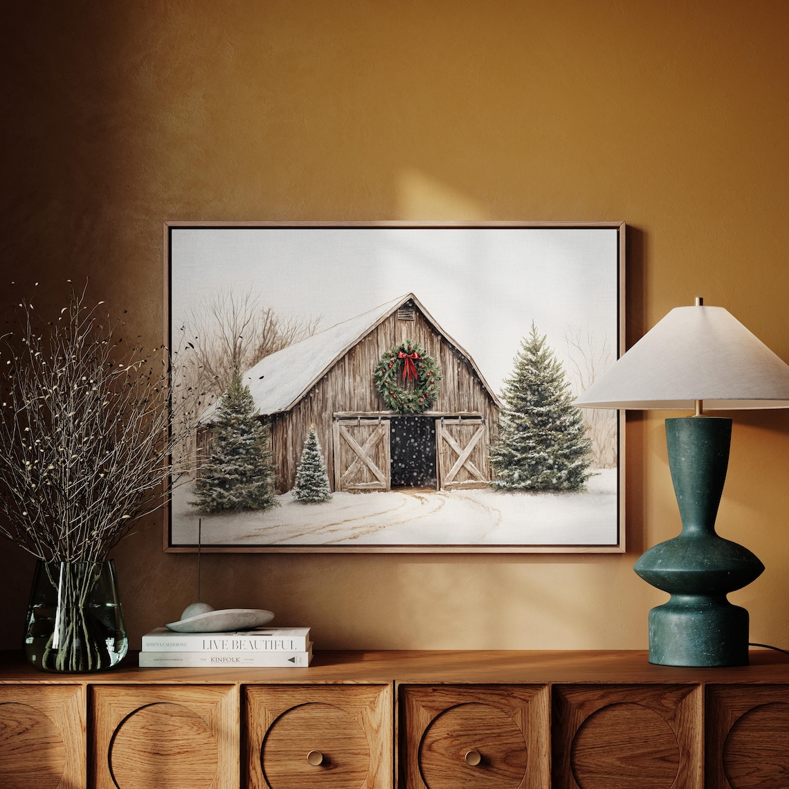 Winter Christmas Time Farmhouse Art Print - Image 3