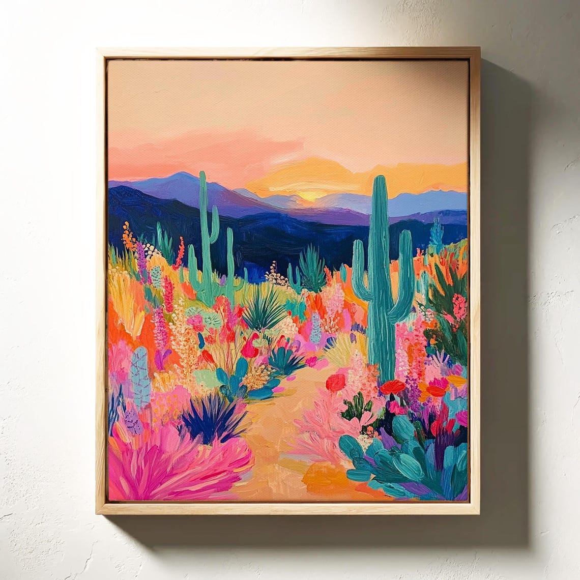 Colorful Desert Wildflower Landscape Saguaro Cactus Sunset Poster - Image 4