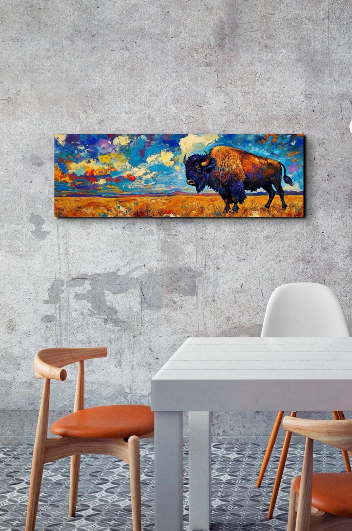 Panoramic Bison Buffalo Landscape Art Print - Image 3