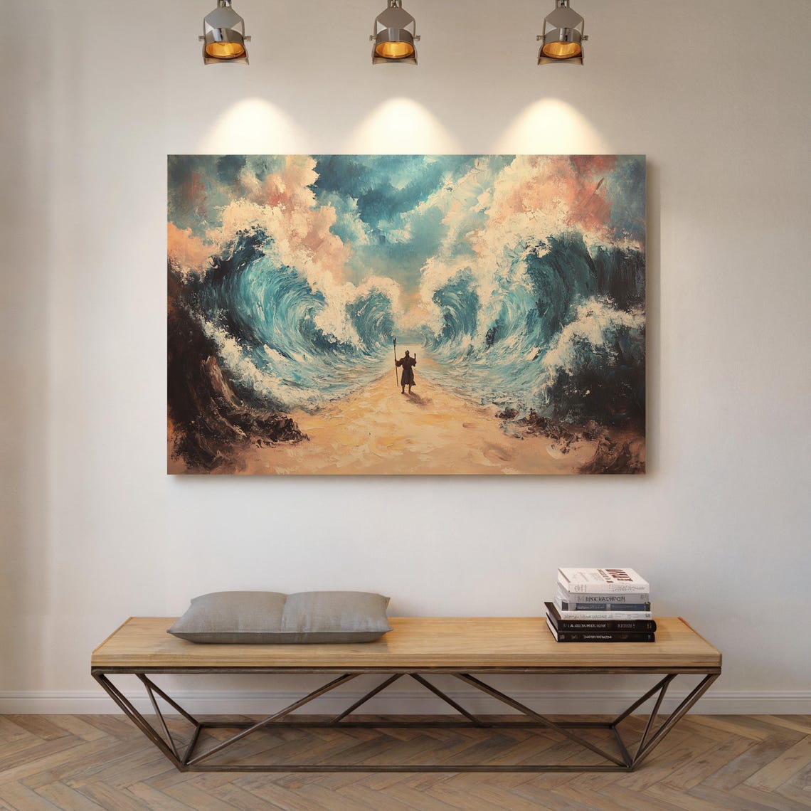 Moses Holding His Staff as the Red Sea Parts Into Waves Poster - Image 4
