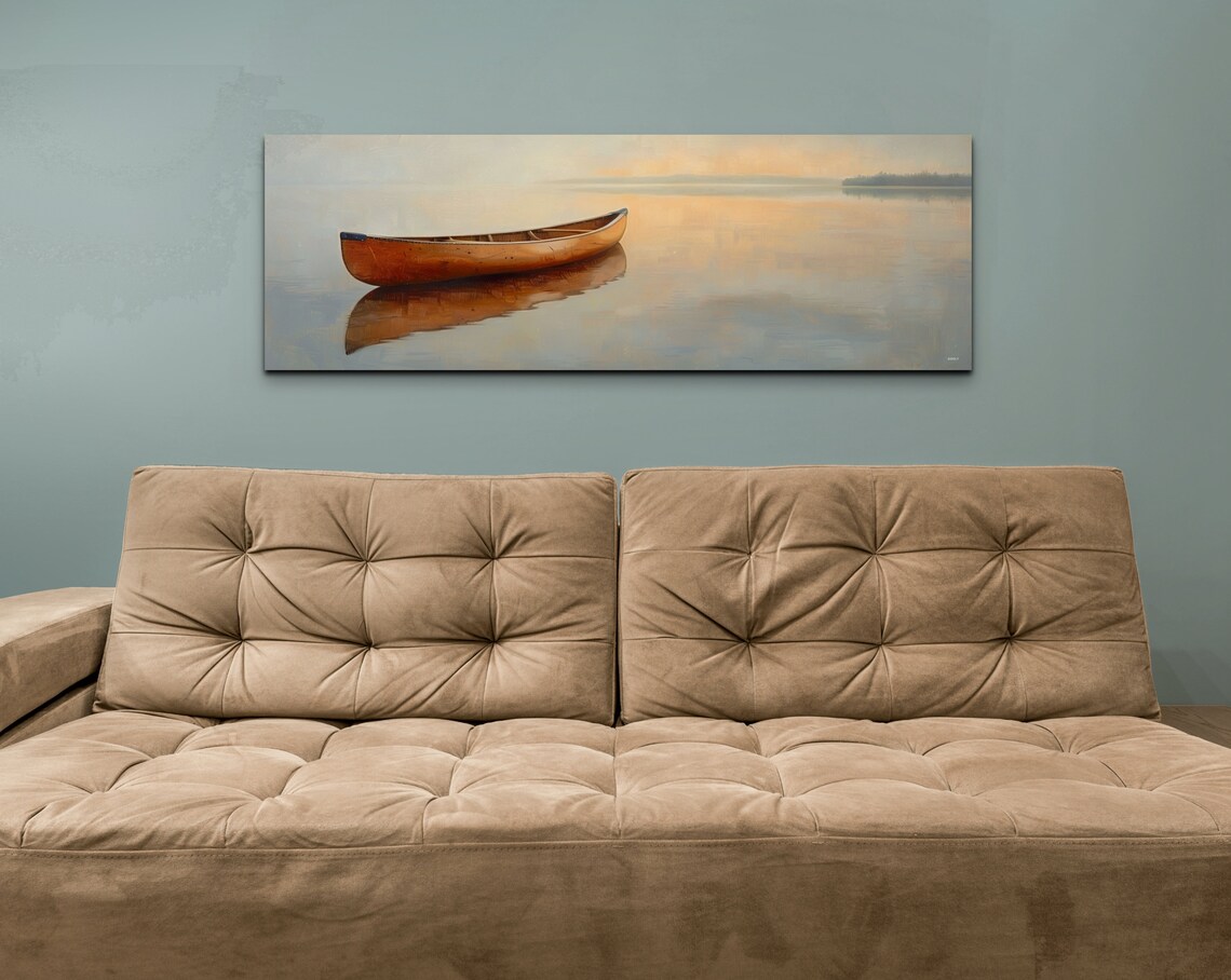Lone Canoe Rustic Cottage Cabin Art Print - Image 4