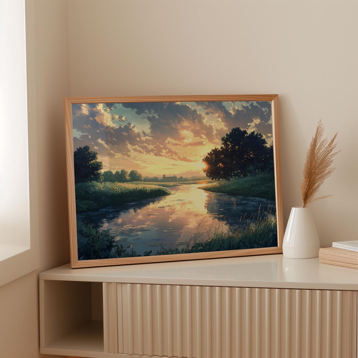 Golden Sunset Over River Landscape, Scenic Poster - Image 5