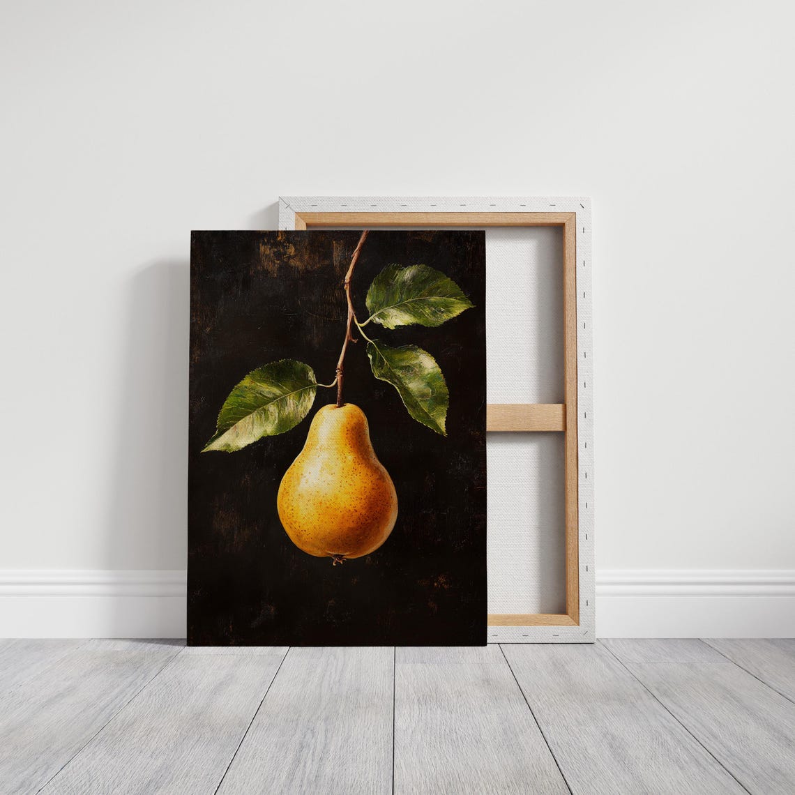 Golden Pear Hanging from Branch Baroque Dark Still Life Poster - Image 4