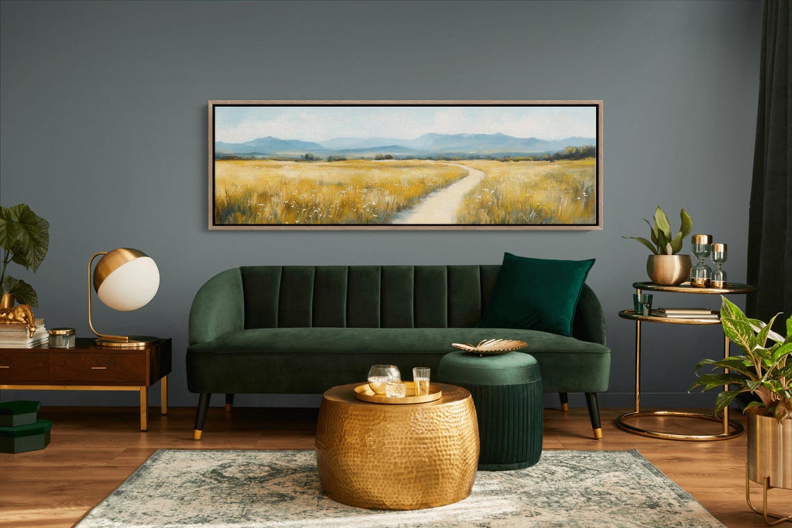 Golden Wheat Field Rustic Countryside Landscape Art Serene Nature Wall Decor Impressionist Rural Meadow Print - Image 2